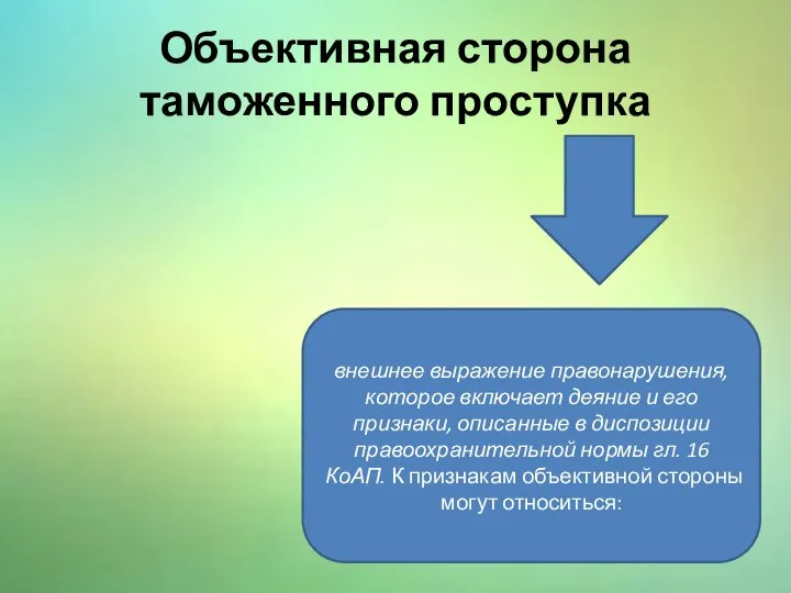 Объективная сторона таможенного проступка внешнее выражение правонарушения, которое включает деяние и