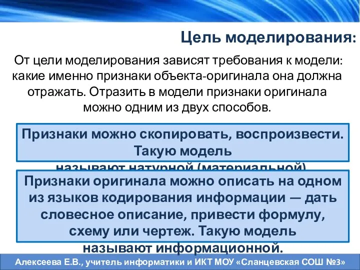 Цель моделирования: От цели моделирования зависят требования к модели: какие именно