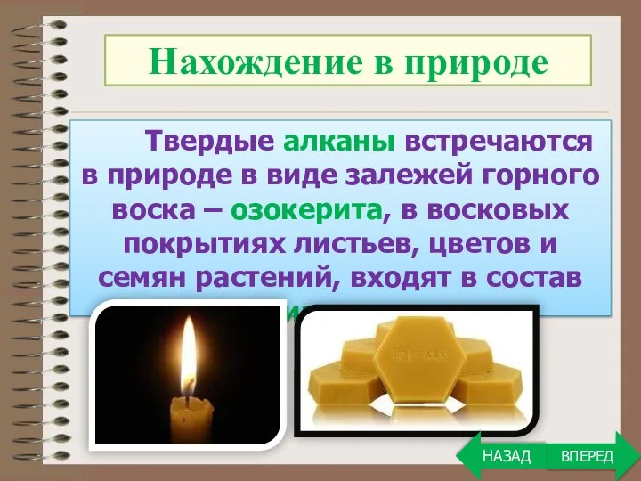 Твердые алканы встречаются в природе в виде залежей горного воска –