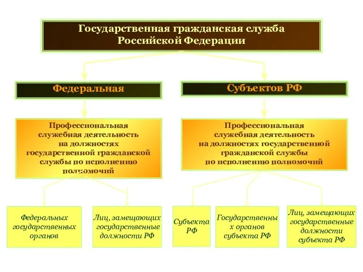 Государственная гражданская служба Российской Федерации Федеральная Профессиональная служебная деятельность на должностях