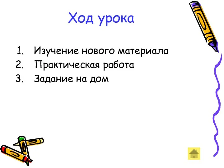 Ход урока Изучение нового материала Практическая работа Задание на дом