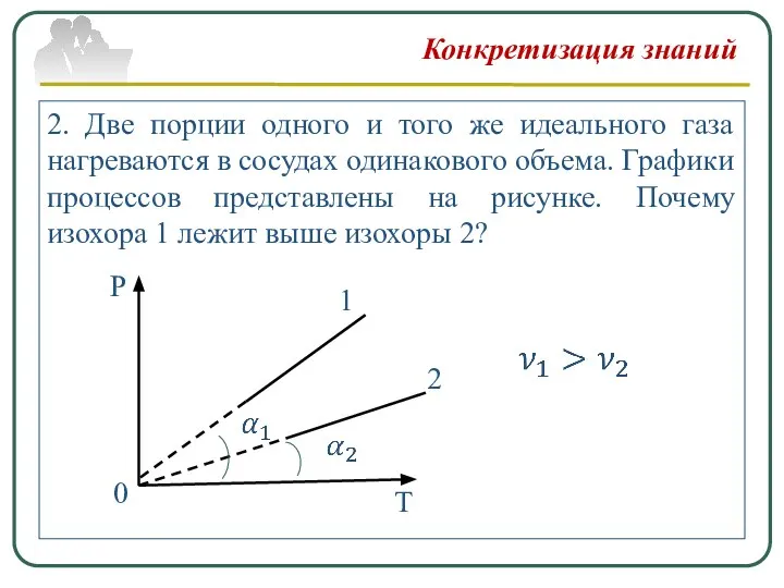 Конкретизация знаний 2. Две порции одного и того же идеального газа