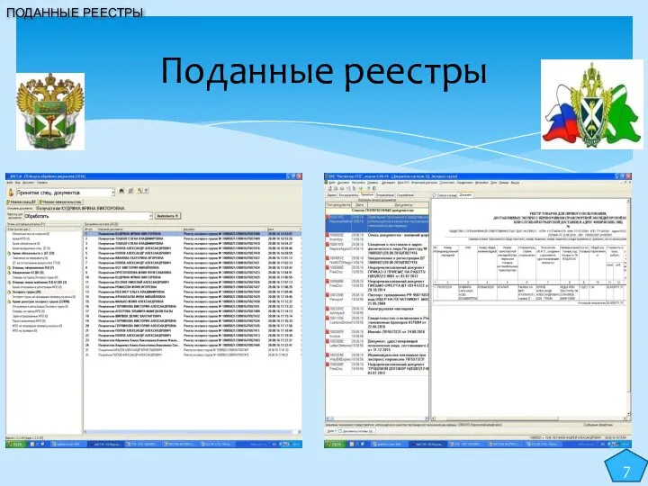 Поданные реестры 7 ПОДАННЫЕ РЕЕСТРЫ Продолжение приложения 3