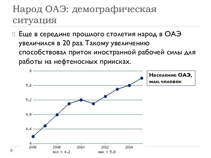 Народ ОАЭ: демографическая ситуация Еще в середине прошлого столетия народ в