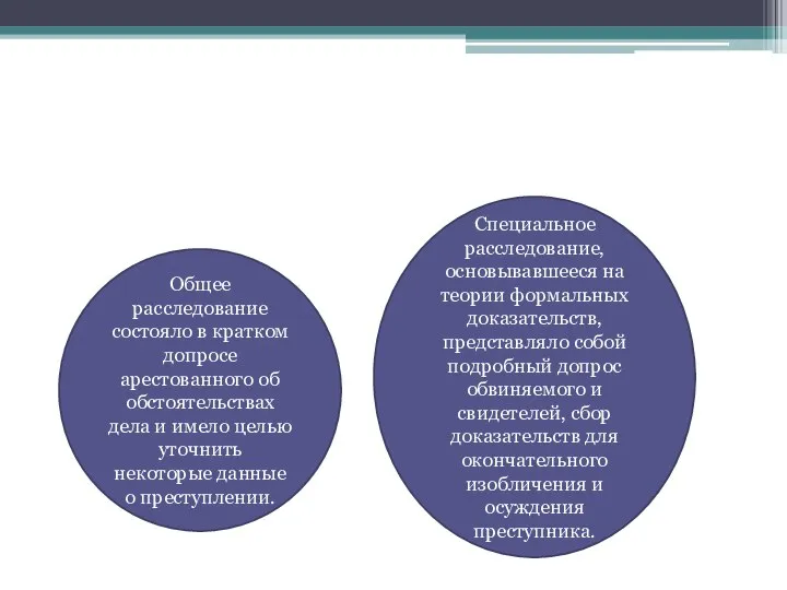 Общее расследование состояло в кратком допросе арестованного об обстоятельствах дела и