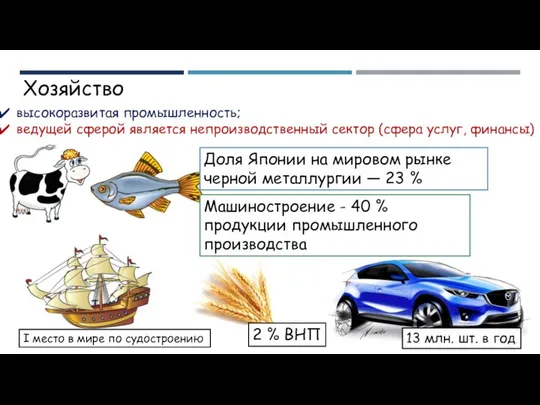 Хозяйство высокоразвитая промышленность; ведущей сферой является непроизводственный сектор (сфера услуг, финансы)