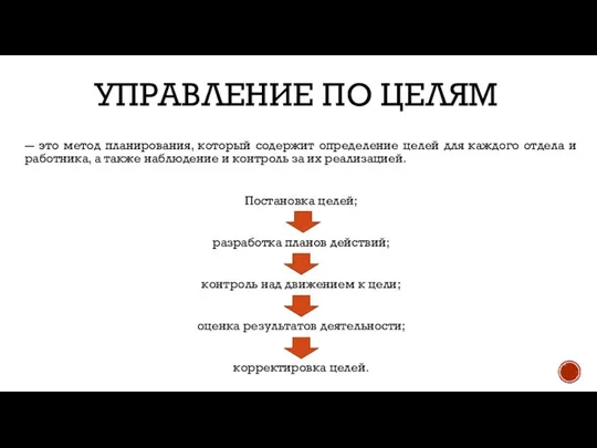 Управление по целям ― это метод планирования, который содержит определение целей