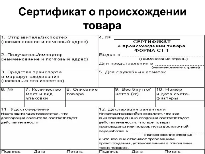 Сертификат о происхождении товара