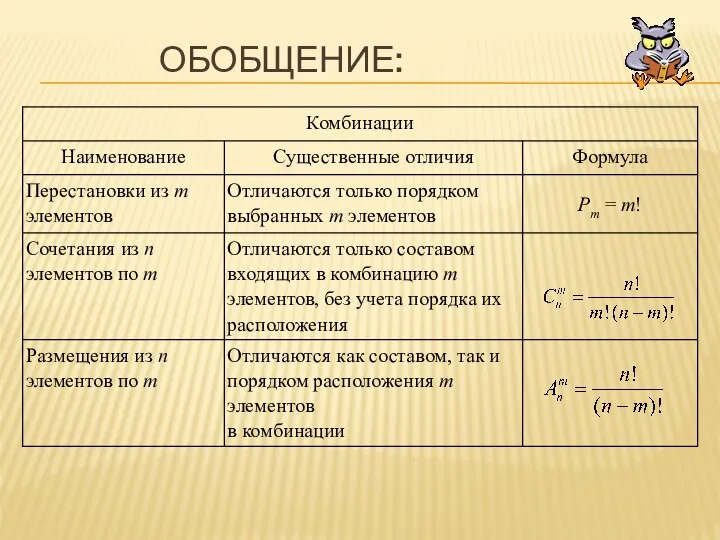 Обобщение: