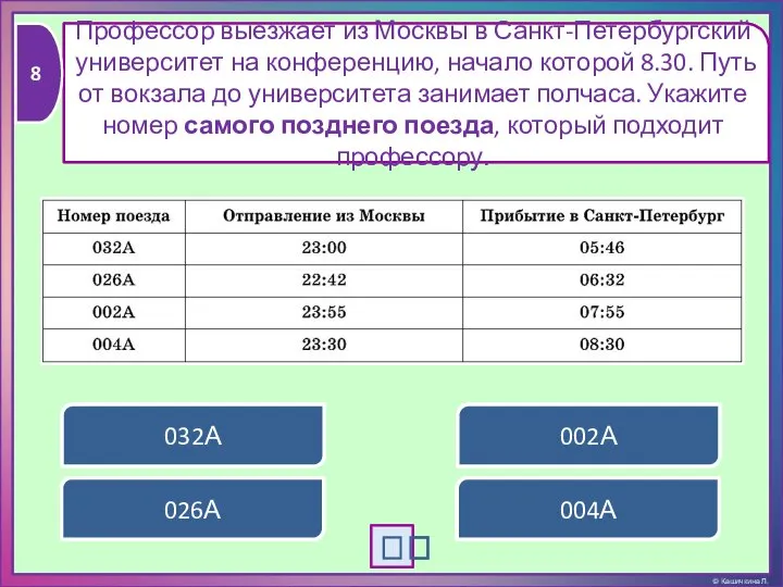 Профессор выезжает из Москвы в Санкт-Петербургский университет на конференцию, начало которой