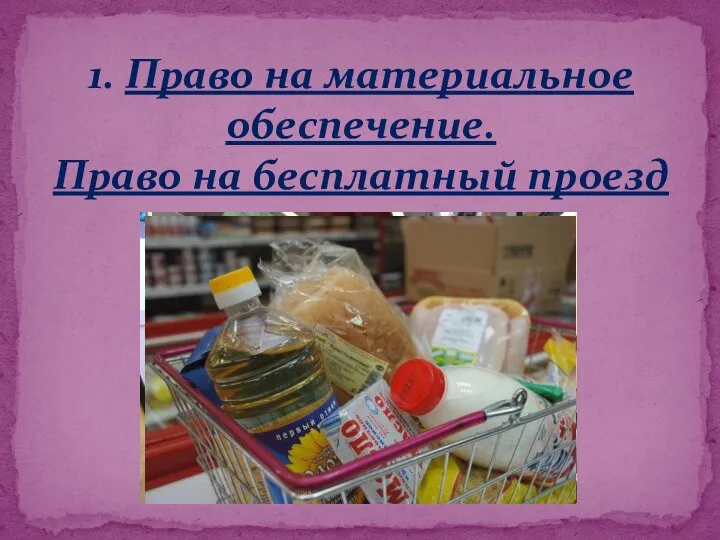 1. Право на материальное обеспечение. Право на бесплатный проезд