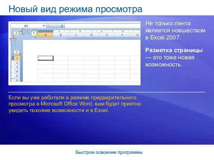 Быстрое освоение программы Новый вид режима просмотра Не только лента является