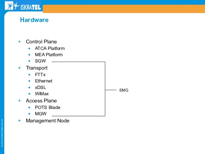 Control Plane ATCA Platform MEA Platform SGW Transport FTTx Ethernet xDSL