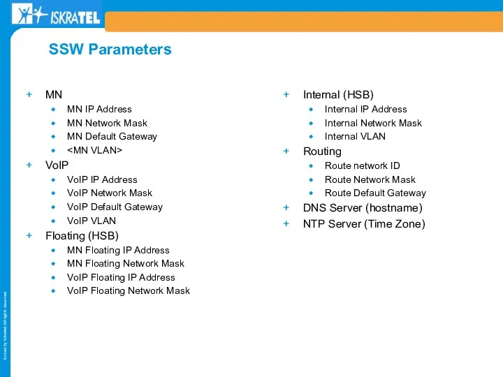 MN MN IP Address MN Network Mask MN Default Gateway VoIP