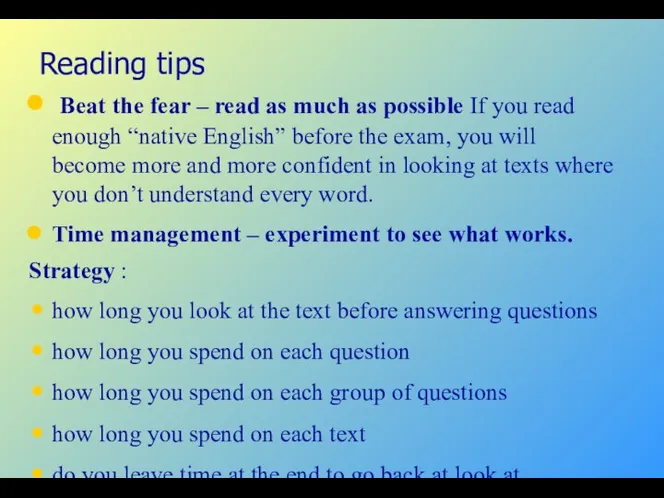 Reading tips Beat the fear – read as much as possible