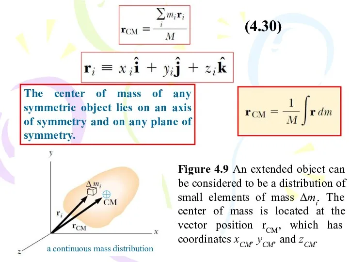 (4.30) Figure 4.9 An extended object can be considered to be