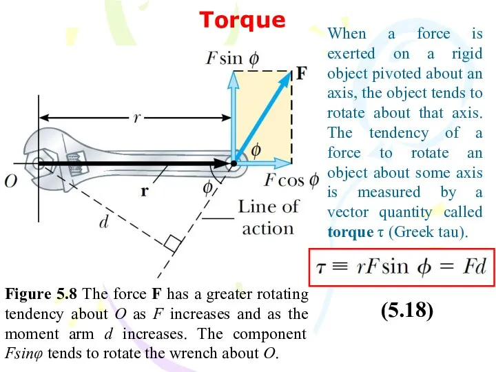 Torque Figure 5.8 The force F has a greater rotating tendency