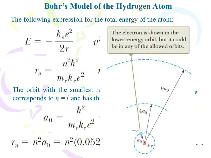 Bohr’s Model of the Hydrogen Atom The following expression for the
