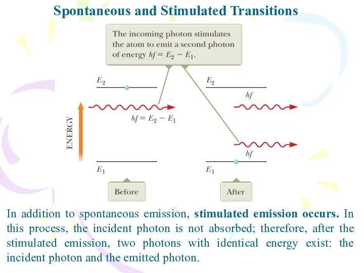 Spontaneous and Stimulated Transitions In addition to spontaneous emission, stimulated emission