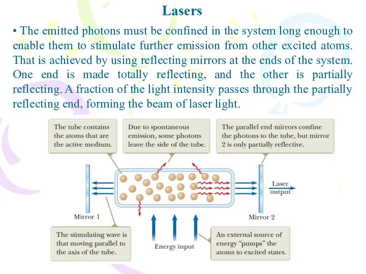 Lasers • The emitted photons must be confined in the system