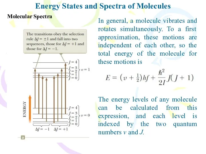 Energy States and Spectra of Molecules Molecular Spectra The energy levels