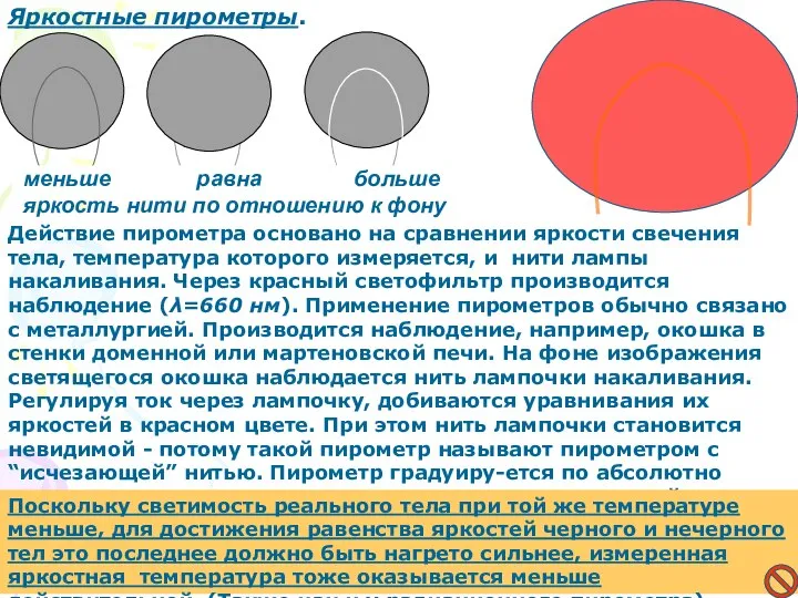 Яркостные пирометры. Действие пирометра основано на сравнении яркости свечения тела, температура