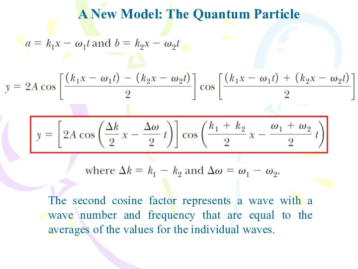 A New Model: The Quantum Particle The second cosine factor represents