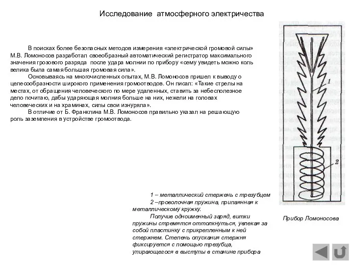 Исследование атмосферного электричества В поисках более безопасных методов измерения «электрической громовой