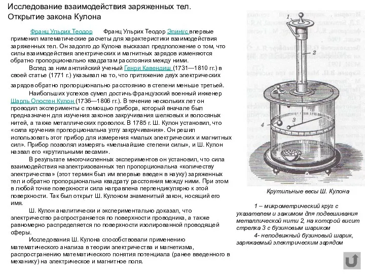 Франц Ульрих Теодор Франц Ульрих Теодор Эпинус впервые применил математические расчеты