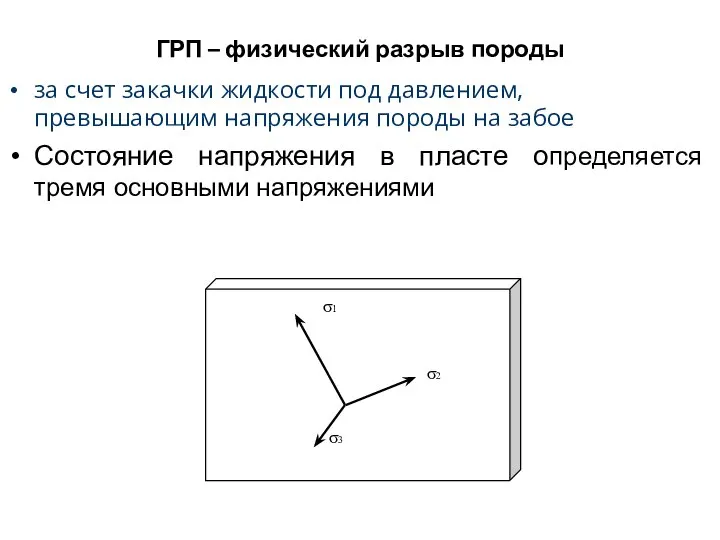 ГРП – физический разрыв породы за счет закачки жидкости под давлением,