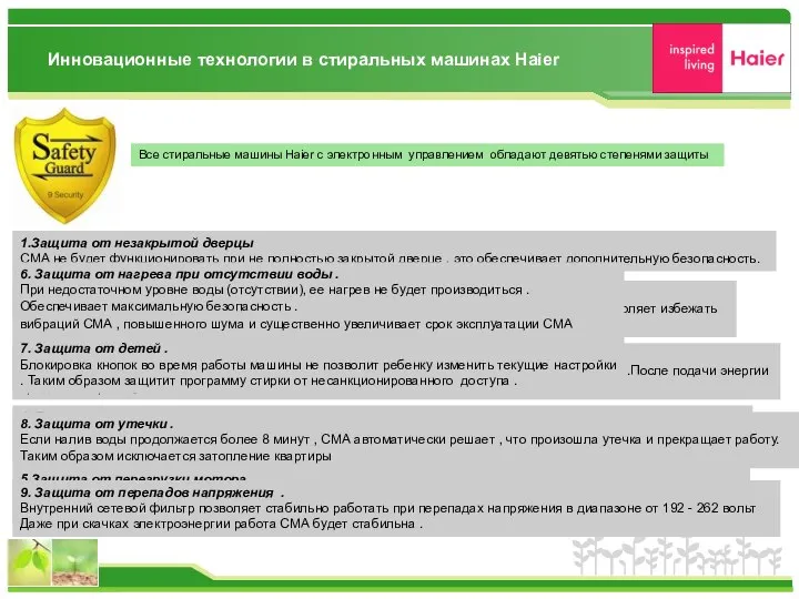 Инновационные технологии в стиральных машинах Haier Все стиральные машины Haier с