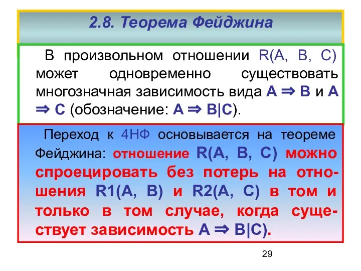 2.8. Теорема Фейджина В произвольном отношении R(A, B, C) может одновременно