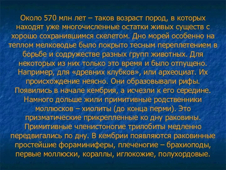 Около 570 млн лет – таков возраст пород, в которых находят