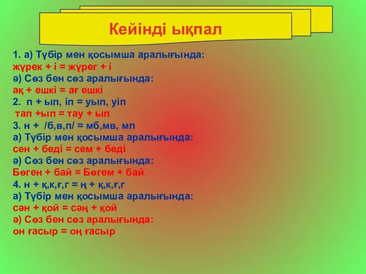 1. а) Түбір мен қосымша аралығында: жүрек + і = жүрег