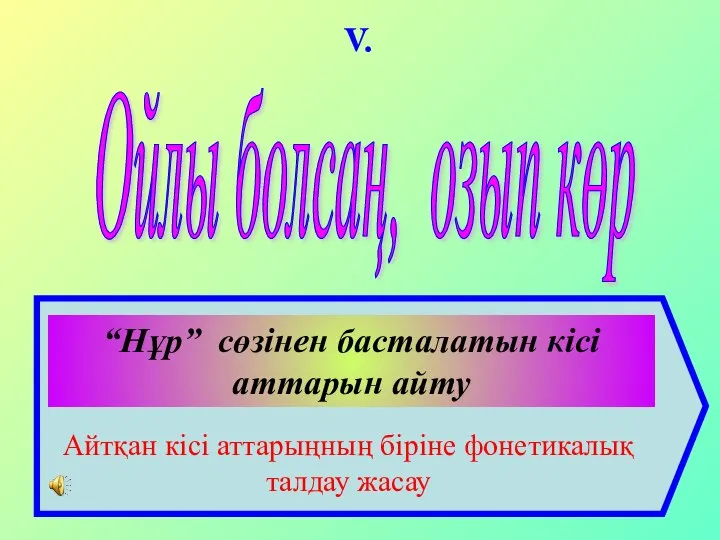 Ойлы болсаң, озып көр “Нұр” сөзінен басталатын кісі аттарын айту Айтқан