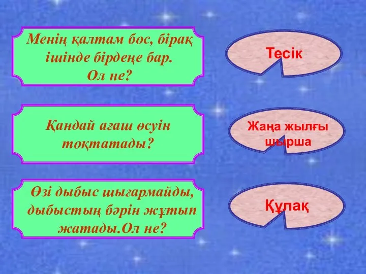 Тесік Менің қалтам бос, бірақ ішінде бірдеңе бар. Ол не? Қандай