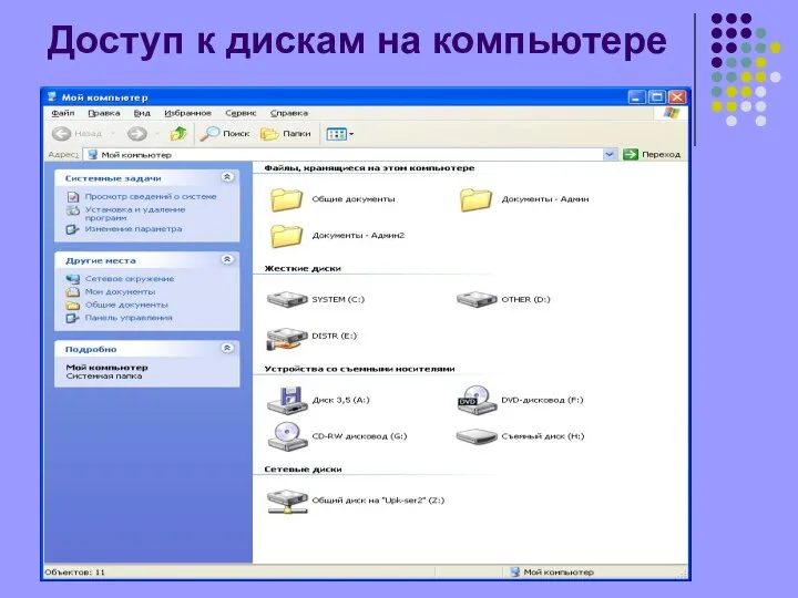 Доступ к дискам на компьютере