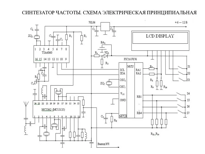 СИНТЕЗАТОР ЧАСТОТЫ. СХЕМА ЭЛЕКТРИЧЕСКАЯ ПРИНЦИПИАЛЬНАЯ