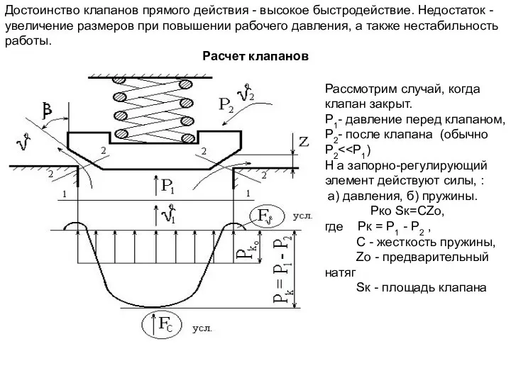 Достоинство клапанов прямого действия - высокое быстродействие. Недостаток - увеличение размеров