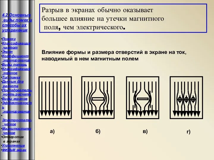 Разрыв в экранах обычно оказывает большее влияние на утечки магнитного поля,