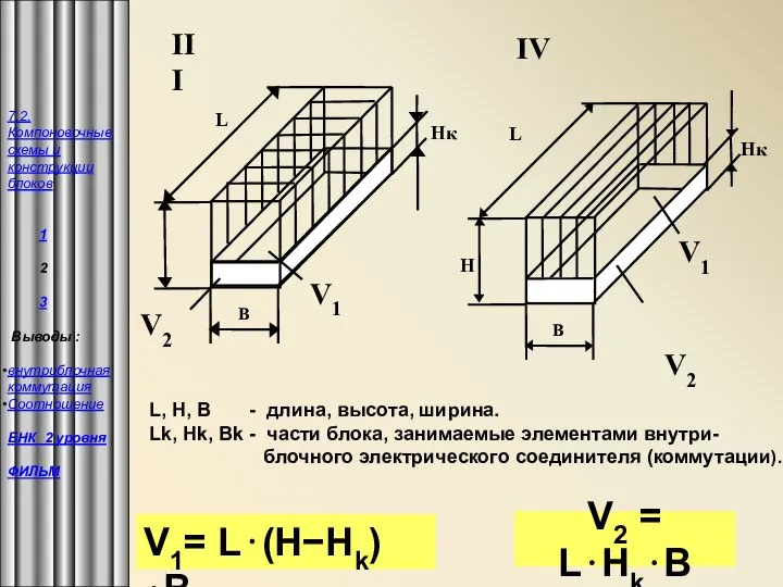 L, H, B - длина, высота, ширина. Lk, Hk, Bk -