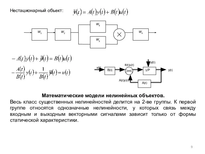 Нестационарный объект: Математические модели нелинейных объектов. Весь класс существенных нелинейностей делится