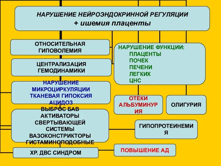 НАРУШЕНИЕ НЕЙРОЭНДОКРИННОЙ РЕГУЛЯЦИИ + ишемия плаценты