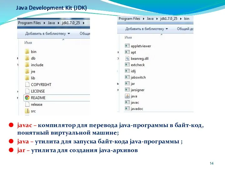 Java Development Kit (JDK) javac – компилятор для перевода java-программы в