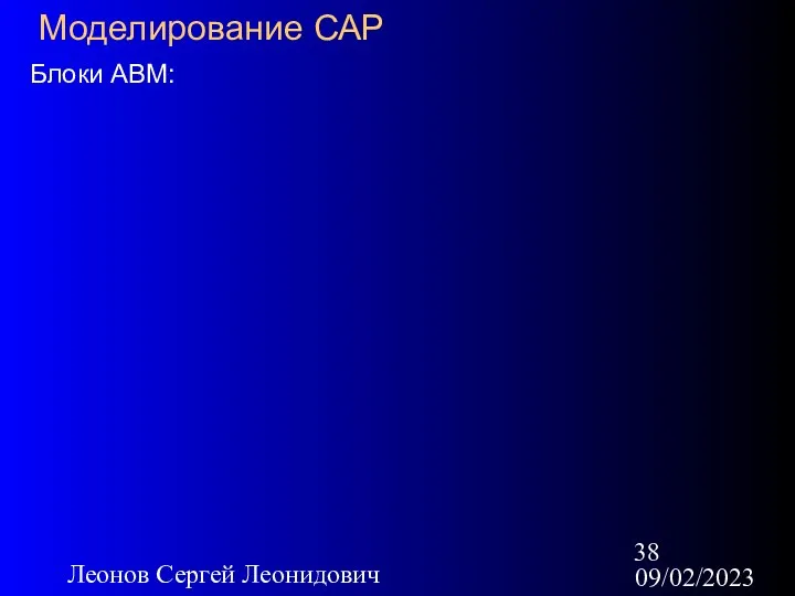 09/02/2023 Леонов Сергей Леонидович Моделирование САР Блоки АВМ: