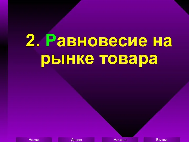 2. Равновесие на рынке товара