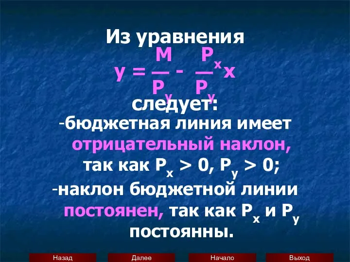 Из уравнения M Px y = - x Py Py следует: