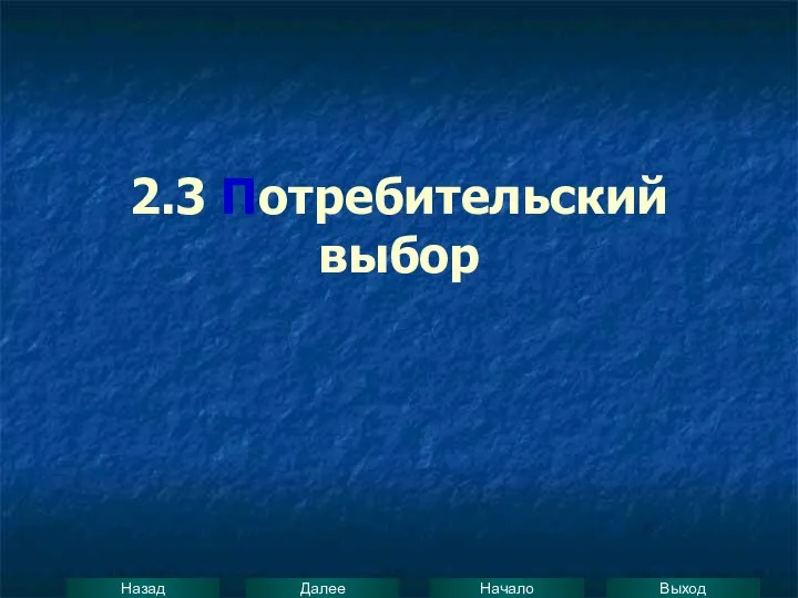 2.3 Потребительский выбор