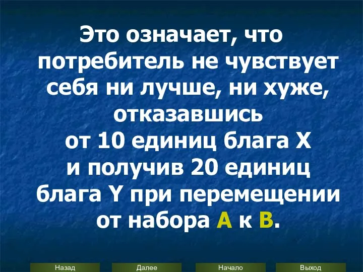 Это означает, что потребитель не чувствует себя ни лучше, ни хуже,