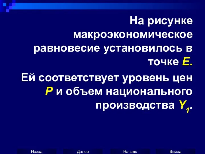 На рисунке макроэкономическое равновесие установилось в точке Е. Ей соответствует уровень